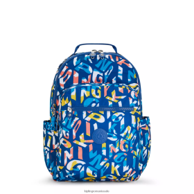Kipling Rucsac pentru laptop de 15 inchi, imprimat mare, Seoul neon | Kipling Romania Sale VJN46T344 femeilor